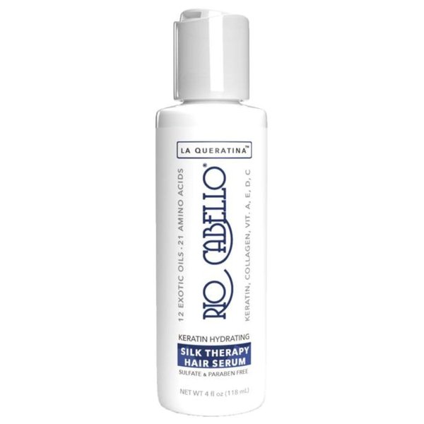 Rio Cabello Keratin Hydrating Silk Therapy Hair Serum | Sulfate Free | Infused with Argan (Moroccan) Oil, 12 Exotic Oils, 21 Amino Acids, Biotin, Keratin, Collagen, & Vitamins | 4 oz (1), Off White
