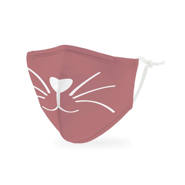 WEDDINGSTAR 3-Ply Kid's Washable Cloth Face Mask Reusable and Adjustable with Filter Pocket - Pink Kitty
