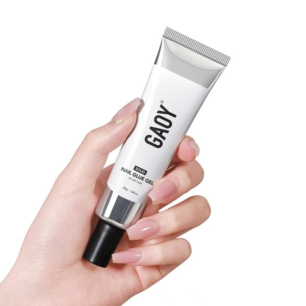 GAOY Solid Nail Glue Gel for Nail Tips, 30g Solid Nail Gel, Strong Solid Nail Glue for Press Ons, Fake Nail Tips and Acrylic Nail Tips, UV Light Cure
