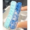 Long Stretch Back Sponge with Rope Handles Back Scrubber Bath Shower Mesh Sponge Exfoliating Body Scrub Stretch Braided Loofah for Men and Women(2-Pack,Blue Green)