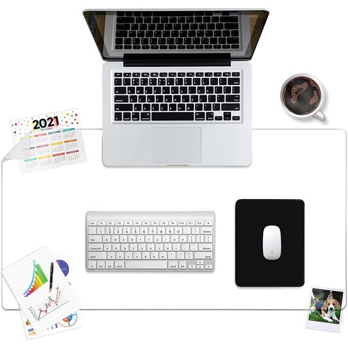 Awnour Clear Desk Mat - Multi-Functional Desk Pad, 34 x 17 inches - Durable Desk Protector with Anti-Slip Base, Transparent View, Spill-Resistant Design