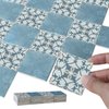 iLAND Dollhouse Flooring on 1/12 Scale 1/6 Scale, Miniature Dollhouse Accessories, 60pcs Double-Sided Dollhouse Floor Tiles (Luxury Rococo Floral & Blue Marble Tiles)