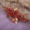 Rumtock Boho Red Leaves Gold Hair Comb for Women Girls Wedding Bridal Special Occasion Hair Jewelry Handmade Headpiece (Red)
