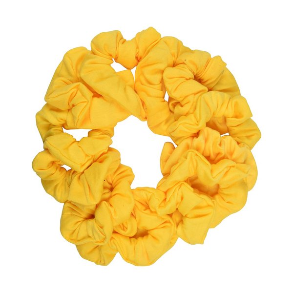 12 Pack Solid Hair Ties Scrunchies (Yellow)