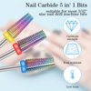 3 Pieces Nail Drill Bits, Tungsten Nail Carbide 5 in 1 Bit 3/32 Inches Cone Shape Carbide Bit Carbide Nail Drill Bits for Acrylic or Gel Remover Nail Drill, Manicure Pedicure Tools for Salon Home