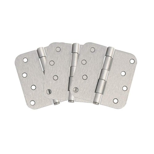Design House 181594 Door Hinges for Interior Doors 5/8" Radius Steel Door Hinge Door Hardware, 4" x 4", Satin Nickel, 3-Pack