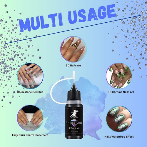 The Nails Bae Rhinestone Gel, Nails Art, Nail Charm, Nail Jewel, Nail Gem, Nail Glue, Chrome Heart, 3D Gel, Waterdrop Gel, Easy Chrome 3D 30sec LED/UV DIY