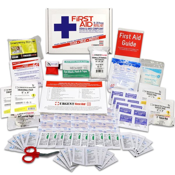 OSHA & ANSI First Aid Kit Refill/Upgrade, 25 Person, 78 Pieces, ANSI 2021 Class A for Office, Business, Home or car Boxes and cabinets: Fill Your kit or use to Upgrade to Current regulations