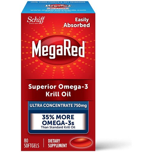 MegaRed Ultra Strength Krill Oil Omega 3 Supplement, 750mg Krill Oil – EPA & DHA & Antioxidant Astaxanthin for Heart Health, 80 Softgels, No Fish Oil Aftertaste (80 Count (Pack of 2))