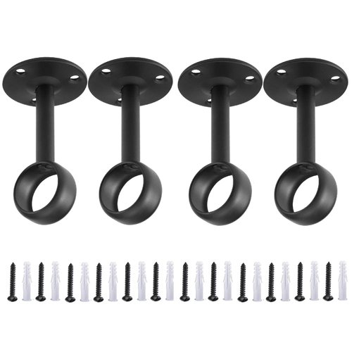 Anndason Curtain Rod Ceiling-Mount Bracket Curtain Rod Brackets Curtain Rod Holders for 1 1/4-Inch Rod (4 PCS, Black)
