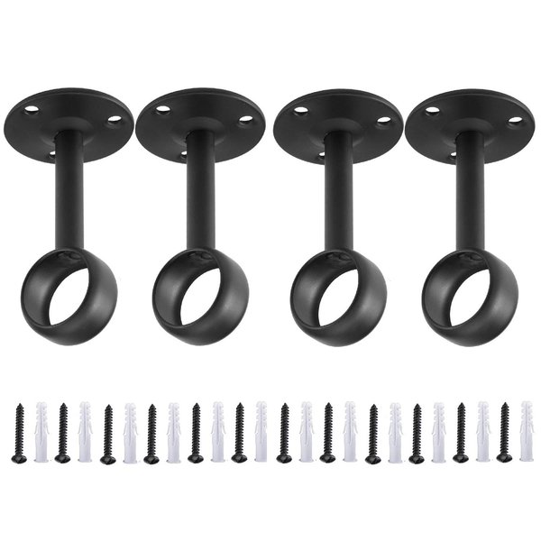 Anndason Curtain Rod Ceiling-Mount Bracket Curtain Rod Brackets Curtain Rod Holders for 1 1/4-Inch Rod (4 PCS, Black)