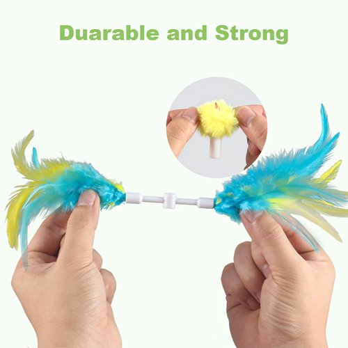 Bolpetizo Cat Toy Replaceable Feathers and Fluffy Toy Accessories, 5 Pcs Interchangeable Attachments All Cat Toys with Small Screwdriver and Screws