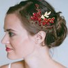 BETITETO Crystal Bridal Hair Comb Wedding Gold Vine Leaf Rhinestone Hair Piece Accessories for Women Girls (Wine Red)