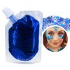 Body Glitter Gel 16 Color Sequins Glitter Gel Easy to Apply&Clean, Festival Glitter Christmas Makeup for Women Long Lasting Sparkling Suitable for Body, Face, Hair, Eyes PeacockBlue(Chunky Glitter)