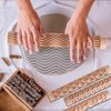 Wood Clay Pattern Roller Textured Rolling Pin Clay Modeling Pattern Rollers, 5.9inch Wooden Handle Clay Texture Slab Roller Clay Pottery Rolling Pottery Tools for Ceramic (Style 1)