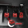 jeseny 3 PCS Car Non-Slip Aluminum Alloy Pedal Pads, Manual/Automatic Gearbox Gas Pedal Brake Pedal Cover, Anti-rubbing Car Clutch Pedal Kits, Auto Universal Replacement Accessories (Red)