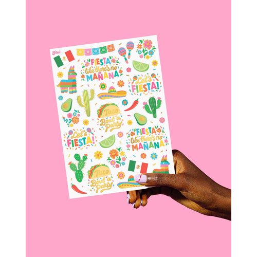 xo, Fetti Fiesta Party Supplies Metallic Tattoos - 52 styles | Cinco De Mayo Decorations, Final Fiesta Bachelorette + Mexican Decor