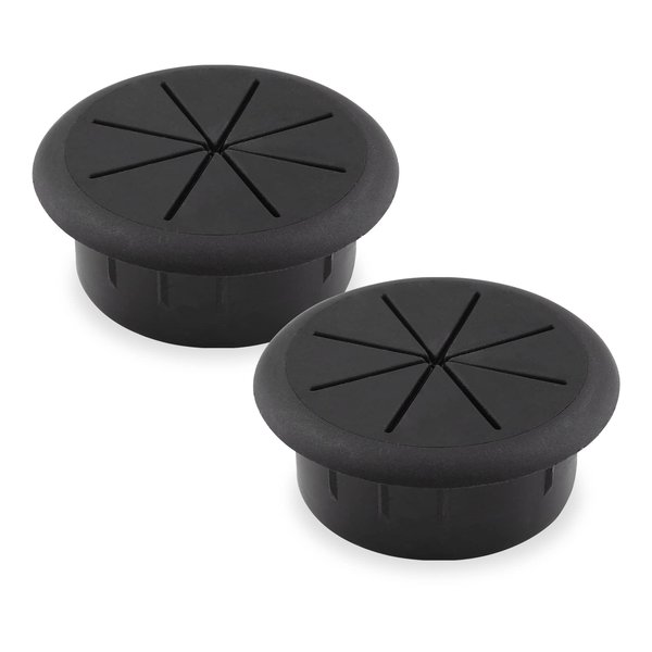 Suiwotin 2pcs 2 Inch Cable Grommet, Flexible Desk Grommet, Cable Cord Hole Plug Wire Hole Cover for Desk, Table, Wire Pass Through (Black)