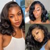Glueless Wigs Human Hair Upgraded No Glue Short Bob Lace Front Wigs Pre Plucked Wear and Go Glueless Wig 4x4 Closure Wigs Human Hair Body Wigs (16lnch)