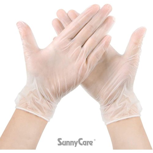 SunnyCare #7801 1000/1cases Vinyl Disposable Gloves Powder Free (Latex Nitrile Free) Small