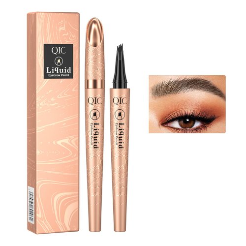 Febune Eyebrow Pencil, Microblading Eyebrow with 4-Fork Tip Magic Brow Tattoo Pencil for Women, Waterproof, Long Lasting Eyebrow Makeup (Dark coffee)