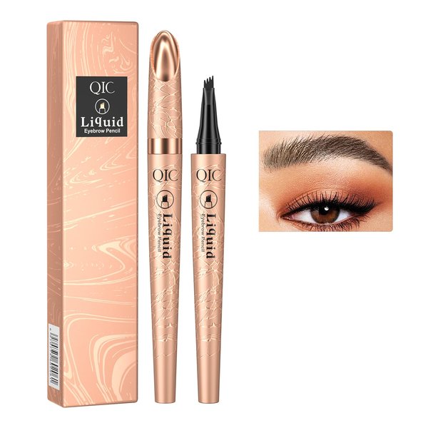 Febune Eyebrow Pencil, Microblading Eyebrow with 4-Fork Tip Magic Brow Tattoo Pencil for Women, Waterproof, Long Lasting Eyebrow Makeup (Dark coffee)