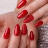 Wooyas Press on Nails Almond,Classic Red Medium Glossy Handmade Gel False Nails,Reusable Salon Perfect Fake Nail Kit in 12 Sizes - 24 Pcs Soft Gel Glue On Nails Kit for Women Gift