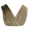 Sunny Ombre Human Hair Weft Extensions Brown Sew in Hair Extensions Balayage Dark Brown Faded Light Brown Mix Blonde Hair Wefts Human Hair Sew in Straight Hair Bundles for School 100g 18inch
