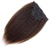 Yaki Hair Clip in Natural Hair Extensions for Black Women Virgin Remy Hair Kinky Straight 12 Inch Dark Brown #2 10"-24" 7 Pcs Double Weft (80g 12'', Brown)