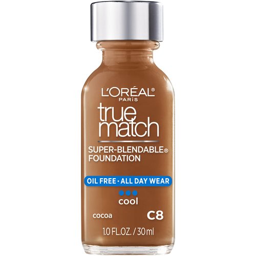 L'Oreal Paris Makeup True Match Super-Blendable Liquid Foundation, Cocoa C8, 1 Fl Oz,1 Count
