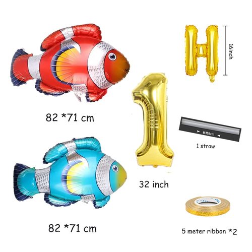 KUNGOON Fishing First Birthday Balloons Decorations,Ofishally one Birthday Decoration,1st Birthday Fisherman Party Supplies.