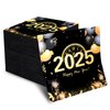 LOLStar Happy New Year 2025 Napkins Disposable 50PCS Black Gold Silver Dinner Paper Napkins 6.5 × 6.5'' Cocktail Napkins for Kitchen Tableware Holiday New Years Eve Party Supplies New Year Decorations