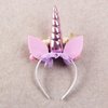 Nishine Girls Glitter Unicorn Horn Headband Camellia Pony Head Band Flower Hair Band Tiara for Party Birthday Gift (Pink)