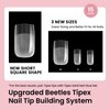 Beetles Tipex Instant Apex Nail Tips,180Pcs Pre-Building & Pre-Etched Gel Nail Tips Short Coffin Thicker Acrylic Nails Strong Full Cover False Nail Extension Building Gel Press-on Nails for Flat Nails