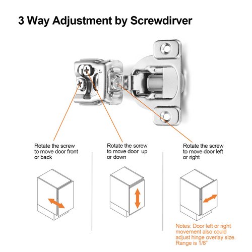 Vallecloud (4 Pack) 1 Inch Overlay Soft Close Cabinet Hinges, Kitchen Concealed Hinges for Face Frame Door, European Hinges with Brushed Nickel