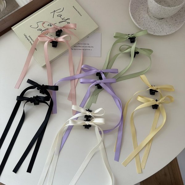 Eliongpu 12Pcs Bow Hair Clips with Long Tail, Tassel Ribbon Small Bow Claw Clips Bow knot Satin Hair Barrette Hair Accessories for Women Girls Toddlers