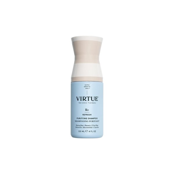 VIRTUE Clarifying Detox Sulfate Free Shampoo with Charcoal Powder to Remove Excess Oil and Product Build Up, Color Safe, 4 Fl Oz