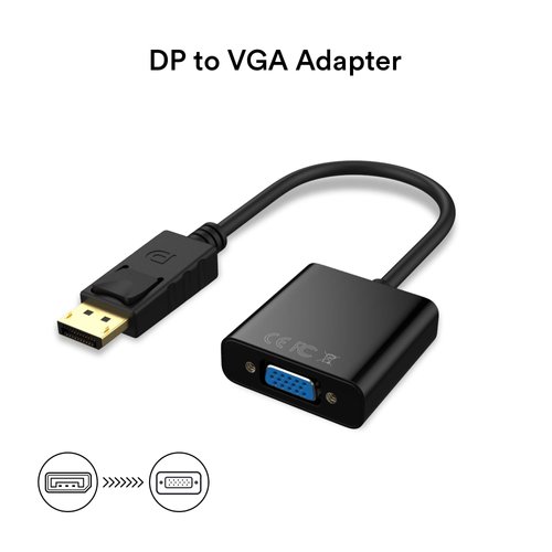 Cableader DP to VGA Adapter, Gold-Plated DisplayPort to VGA Converter Male to Female 1080P(Black)