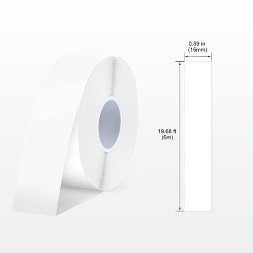 Label Maker Tape SUPVAN E10 Adapted Label Print Paper Refill Size Continous 0.59inx19.68ft Thermal Laminated Waterproof Self-Adhesive Multipurpose Labeling Tape Replacement