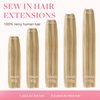 GOO GOO Sew in Hair Extensions Real Human Hair, Weft Hair Extensions Human Hair, 16/22 Light Blonde Highlighted Golden Blonde 18 Inch-100g, Weft Bundles Straight Silky Remy Hair