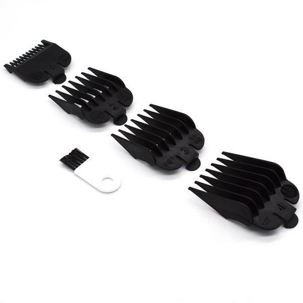 4 Pieces 4 Sizes Black Nylon Professional Hair Clipper Guide Guard Combs #3170-400, 1/8", 1/4", 3/8", 1/2" Compatible with Wahl Standard Full Sized 5 Star Series Magic Clip Hair Clipper Models (Black)