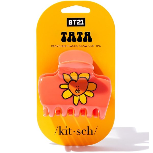 BT21 x Kitsch Recycled Plastic Puffy Medium Hair Clips for Women - Medium Claw Clips for Thin Hair | Claw Hair Clips for Short Hair | Medium Hair Claw Clips for Women | Cute Hair Claws for Girls, Tata