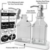 LMQML Soap Dispenser - 2 Pack, Antique Design Thick Glass Hand Soap Dispensers with Sturdy Tray; 304 Rust Proof Stainless Steel Silver Pump, 12Pcs Stickers, for Kitchen, Bathroom
