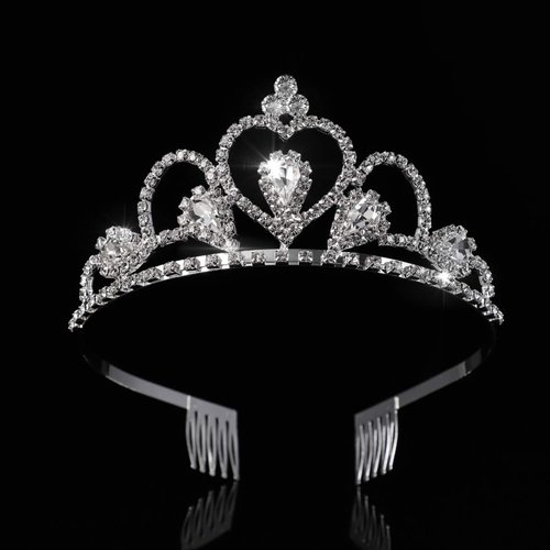 Lurrose Rhinestone Tiara Crown, Crystal Tiara Wedding Bridal Birthday Pageant Princess Tiara Crown Headband, 2Pack