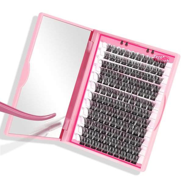 Lash Clusters, 120 Pcs Individual Cluster Lashes DIY Lash Extension Zero D-10-18mix Eyelash Clusters Volume Wispy Lashes Super Thin Band Reusable Soft & Comfortable(Featherlight-D-10-18 mix)