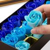 Bath Soap Rose Flower - Rose Petals for Bath, Floral Scented Soap Rose Petals Body Soap in Gift Box for Valentine's Day Anniversary Birthday Mothers Day, Gift for Her (18 Pcs/Box Gradient Blue)