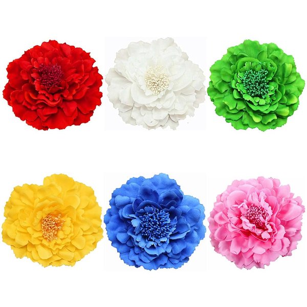 ALIMITOPIA Flower Hair Clip,Fabric Artificial Peony Flower Hairpin Barrette Brooch Headdress Bobby Pins Headwear Hair Accessories for wedding Party supplies(Peony Style,4.3 inches,6pcs)