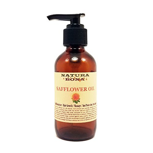 Safflower Seed Oil Cold Pressed. All-Natural 100% Pure Anti Aging Moisturizer; Rich in Linoleic Acid, Omega 3, 6. Use on Skin, Face, Hair & for Soap Making, 4oz
