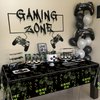 PTECDROTS 4 Pcs Game On Tablecloths, Green Video Game Party Table Covers, Rectangular Table Decoration for Boys Gamer Level Up Gaming Party Supplies, 51 x 86.6 Inch