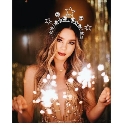 CEALXHENY Disco Ball Headbands for Women Rhinestone Star Hairband Glitter Mirrorball Headbands 70s 80s Disco Costume Outfits Music Concert Hair Accessories Holiday New Year Party Favors (Pattern C)